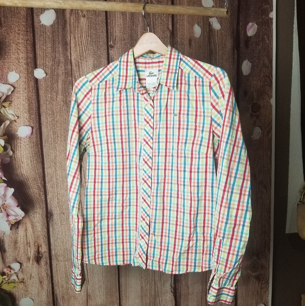 Lacoste button down multicolor gingham si…